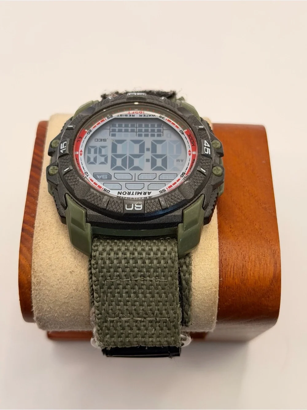 Armitron‎ Pro Sport Digital Watch Men Dual Time Black Nylon Strap-